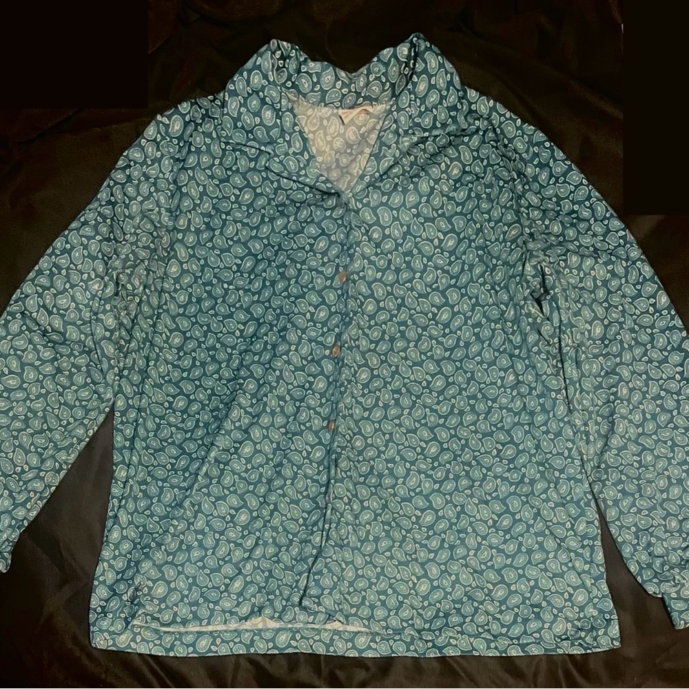Blue and white button up shirt